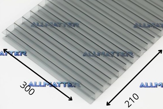 Poliwęglan komorowy dymiony szary 10mm, wymiary 300x210 mm