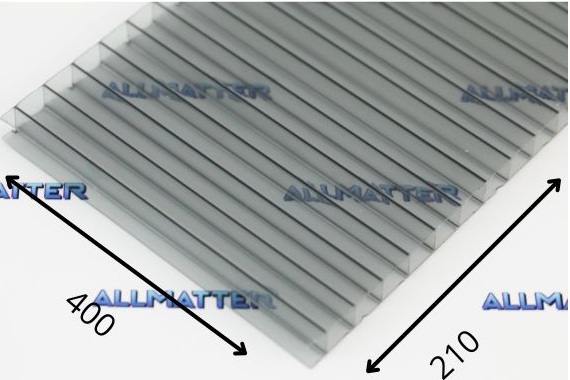 Poliwęglan komorowy dymiony szary 10mm o wymiarach 400x210 mm