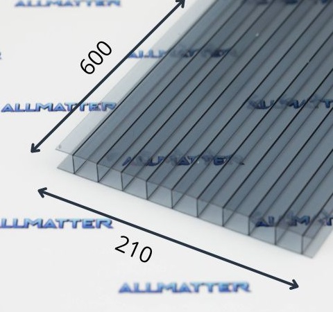 Poliwęglan komorowy dymiony antracyt 10mm, wzmocniony, wymiary 600x210 mm