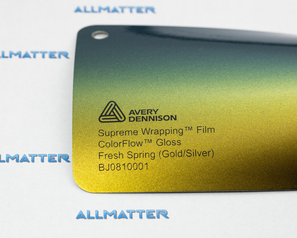 Próbka folii Avery ColorFlow Gloss w kolorze Fresh Spring Gold/Silver