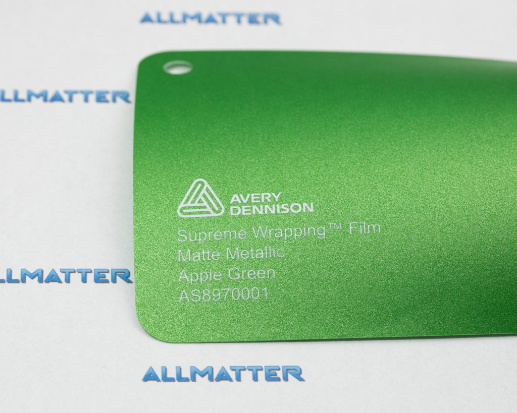 Próbka folii matowej metalicznej w kolorze zielonym jabłkowym
