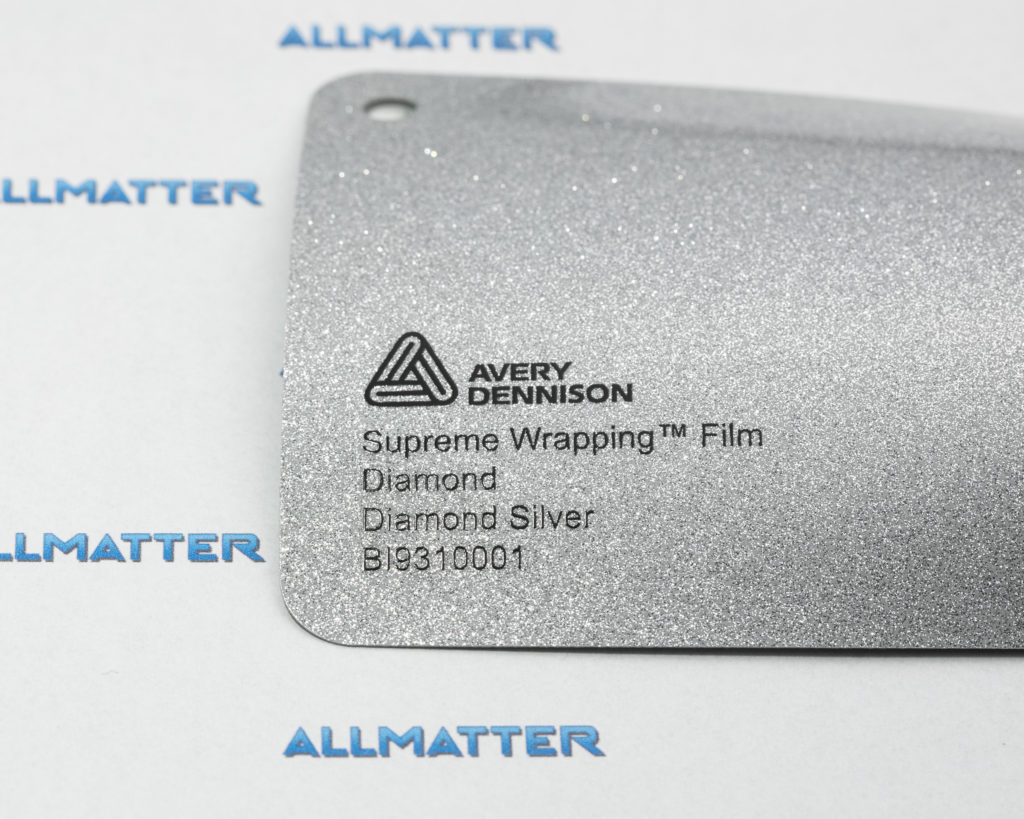 Próbka folii Avery Dennison w kolorze diamentowego srebra