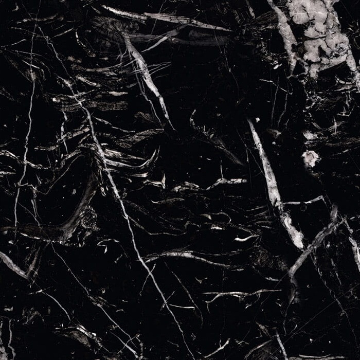 Czarny marmur z białymi żyłkami i nieregularnymi wzorami