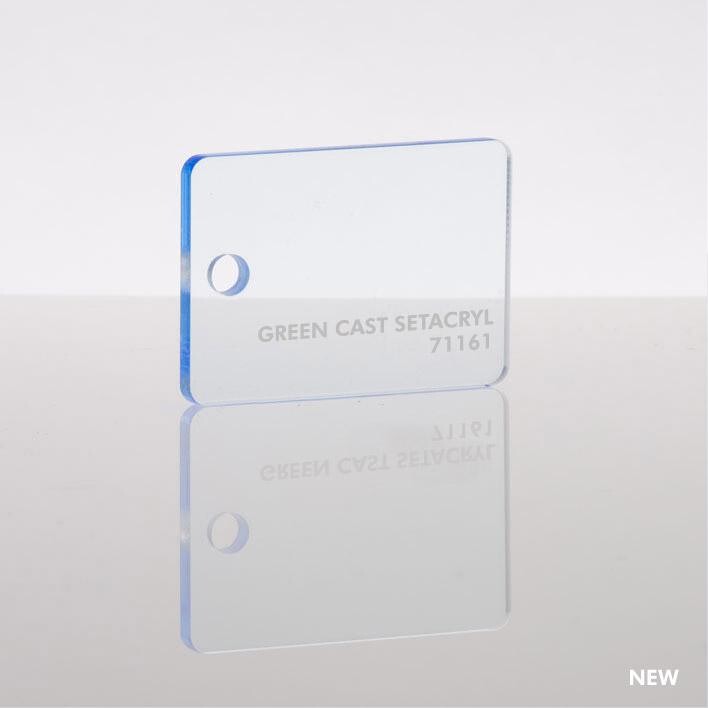 Przezroczysta płytka akrylowa z niebieskim brzegiem i otworem