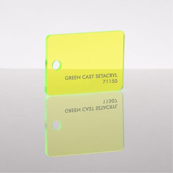 Zielona przezroczysta płytka akrylowa z napisem Green Cast Setacryl 71150
